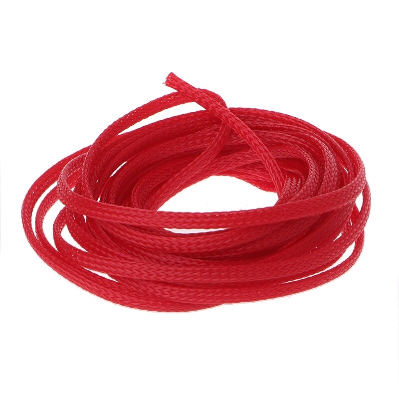 5M 4 Mm Uitbreidbaar Tight Gevlochten Pet Sleeving Kabel Wrap Schede Draad Mouw Elektrische Apparatuur: Rood