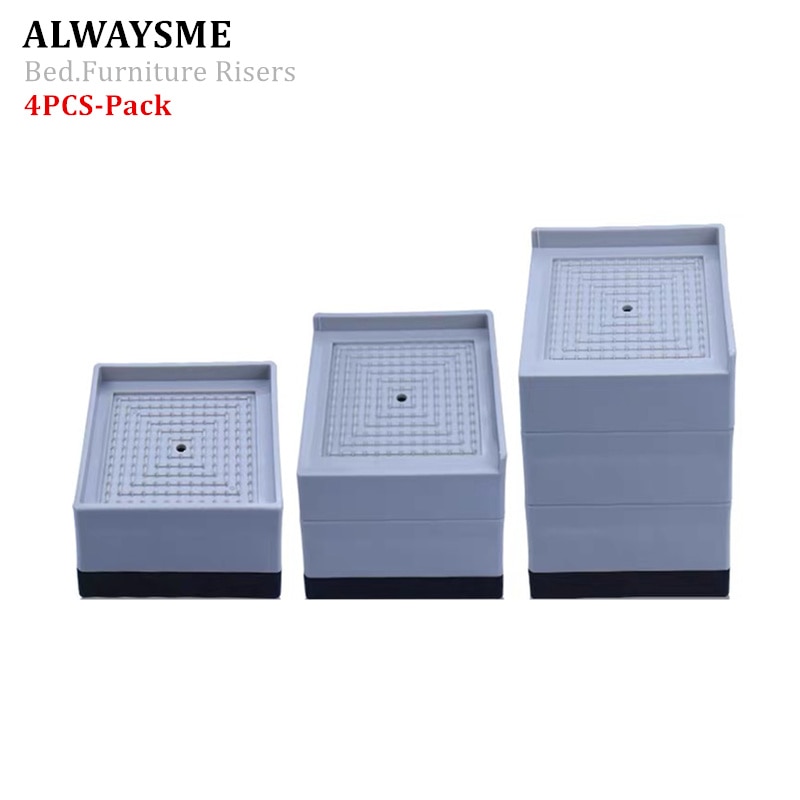 Alwaysme 4 st -pack justerbara sängmöbler - höjd i höjder 4/7.5/11cm kraftiga upphöjningar för soffa, bord, stol