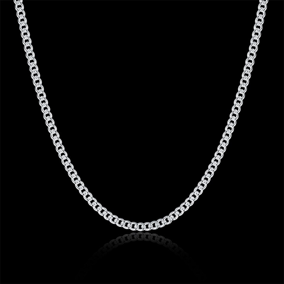 5pcs/lot 925 Sterling Silver 2mm Classic Curb Chain Necklace For Women Men's Side Chain Bijoux