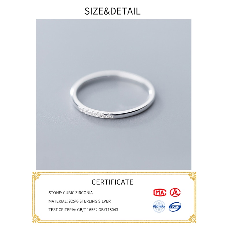 INZATT Echt 925 Sterling Silber Zirkon Runde Geometrische Ring Für Frauen Nette Feine Schmuck Minimalistischen Zubehör