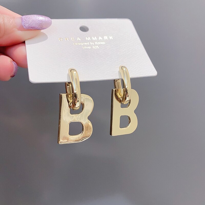 Nouvelles boucles d'oreilles en or, noms de l'alphabet, boucles d'oreilles, boucles d'oreilles longues en strass, bijoux conçus pour les femmes: 1