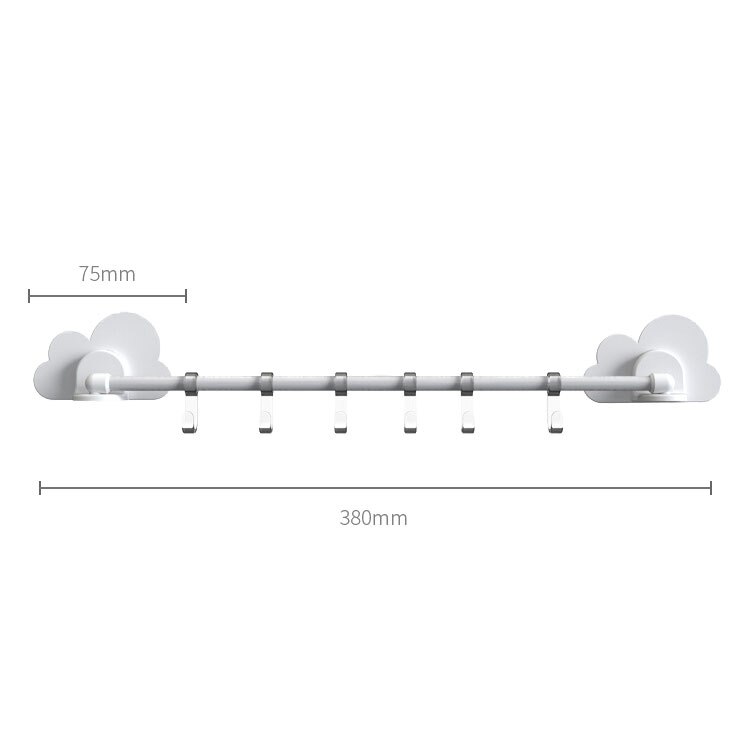 Wall-mounted Hanger Rack Home Kitchen Living Room Bedroom Bathroom 6 Removable Hooks Cartoon Cloud hook Wall Stick-On