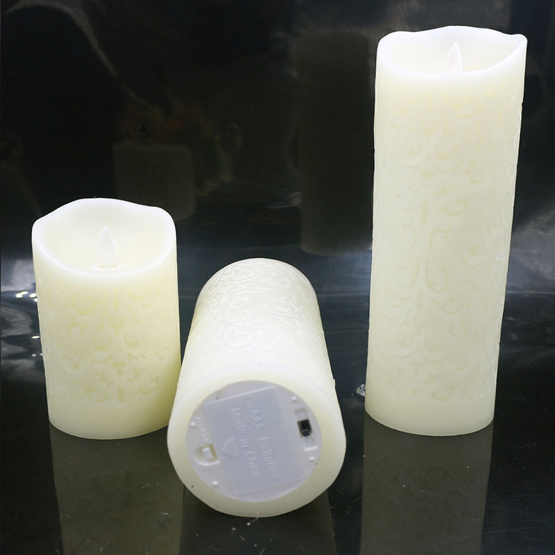 LED Kerze Mit Rosenmuster - Flammenlose Dekokerze