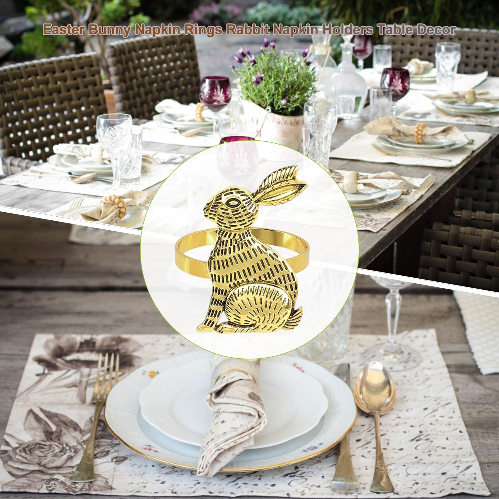 1/6Pcs Bunny Oren Servetringen Pasen Konijn Servet Ring Houder Metalen Servetringen Tafel Decor Voor Keuken pasen Decoratie