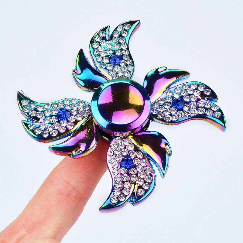 Multicolor Fidget Spinner Metal Alloy Smooth Hand Spinner Adult Office Anxiety Relief Stress Flower Gyro Tri Spinner Toy For Kid: I