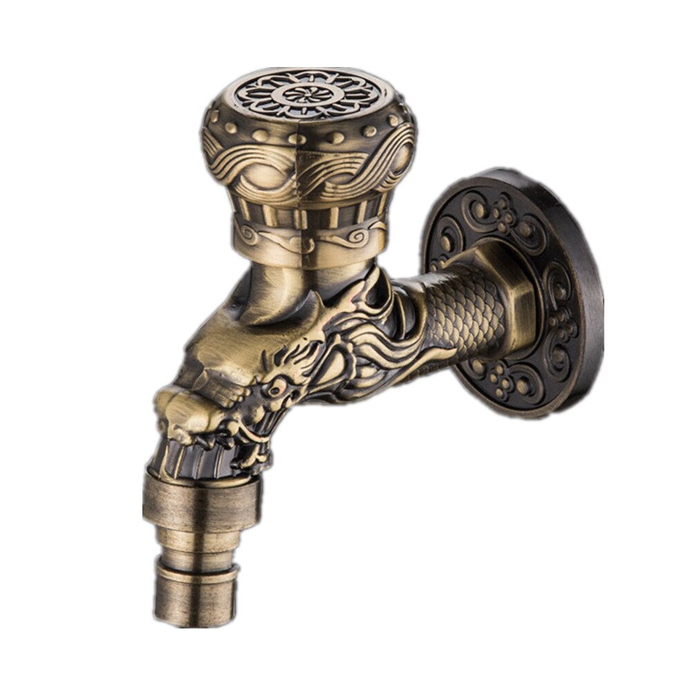 Robinet en cuivre Antique sculpté Dragon | Robinet de jardin, Bibcock de Machine à laver, robinet d'extérieur, robinet de lavabo simple froid