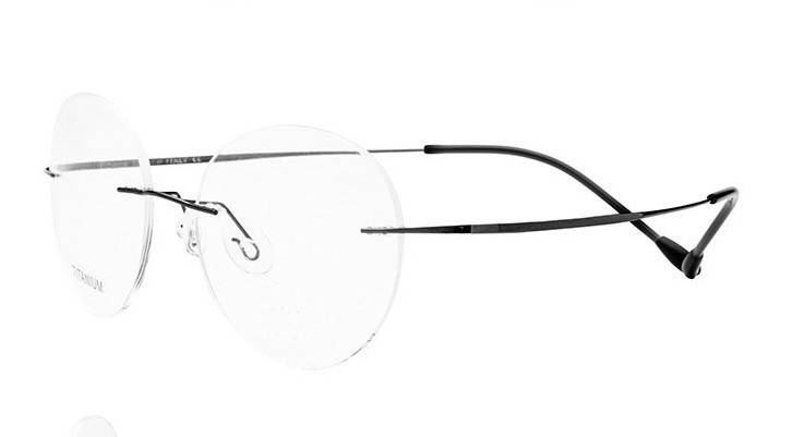 Eyesilove ultralichte randloze Optische frame mannen vrouwen Titanium Randloze bril Frame ronde brillen voor brillenglazen: Black