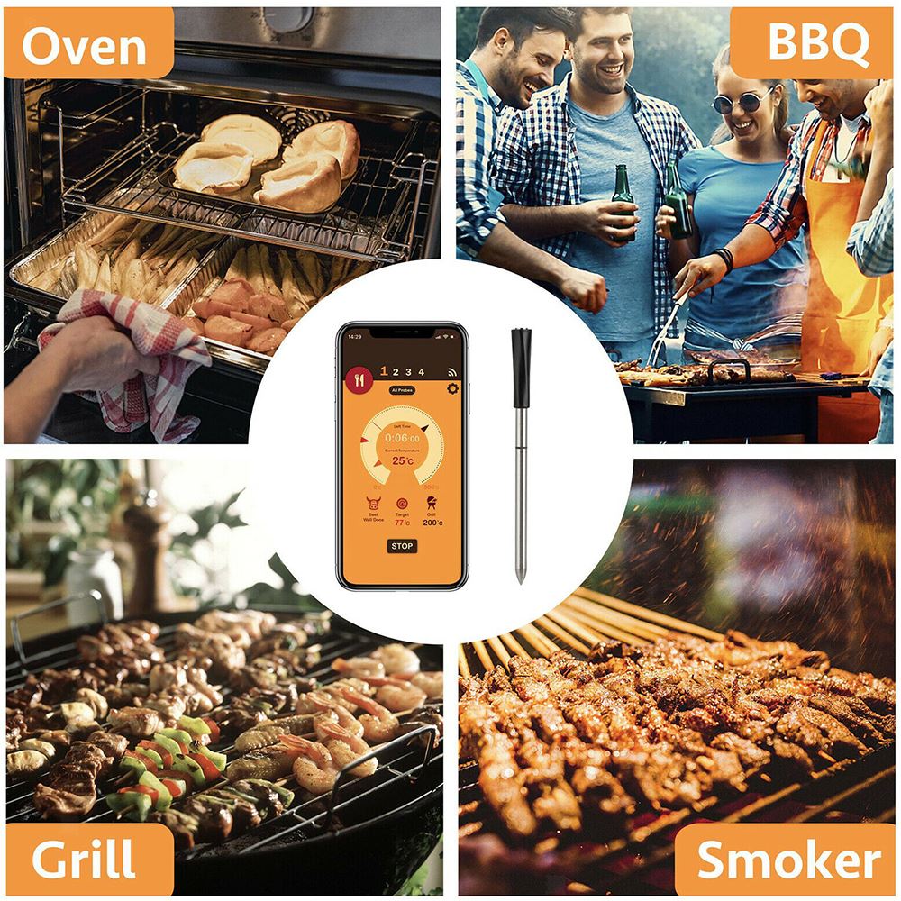 Digital Probe Meat Thermometer For Oven Grill BBQ Smoker Rotisserie Bluetooth Connect Digital Kitchen Tools Barbecue Probe