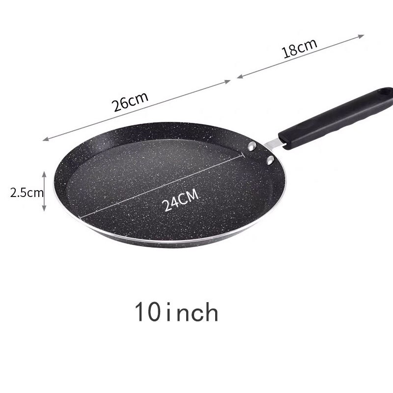 Roze/zwart/gouden antiaanbak maifan stenen wok pannenkoek ei steak antiaanbakpan geen olie rook thuis algemeen koken pan: Zwart 10 inch