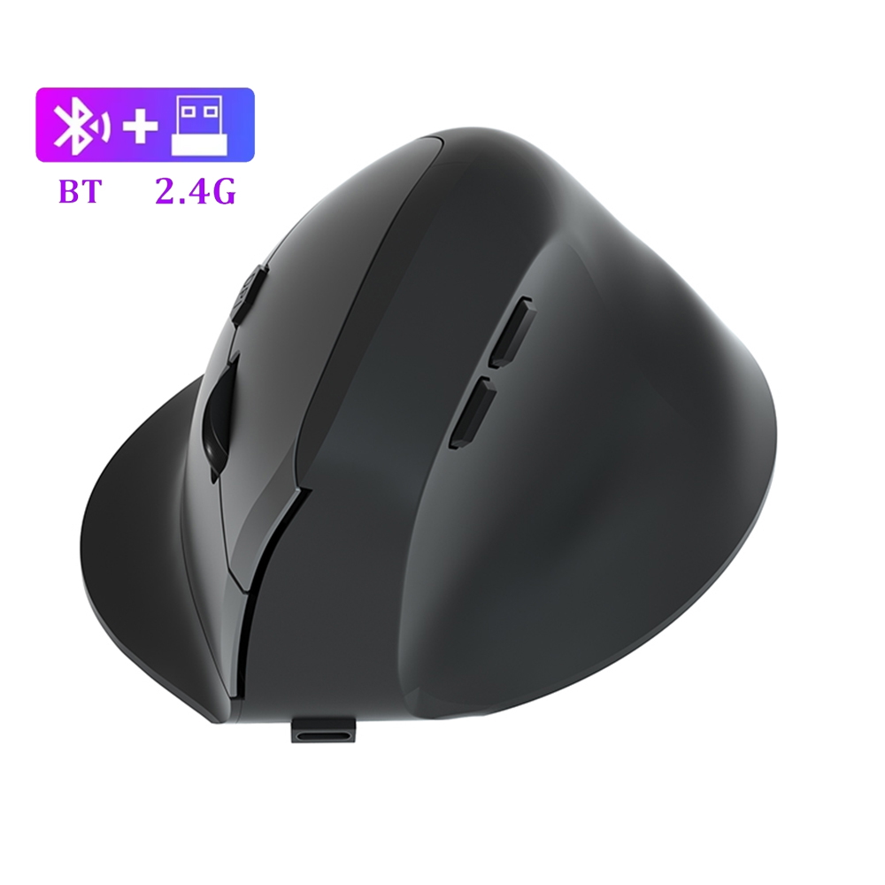 Bluetooth 5.1 Vertical Mouse Dual Mode 2.4G Wireless Mouse 600mAh Rechargeable Mice Silent Mouse 2400 DPI for Laptop Desktop: WHITE