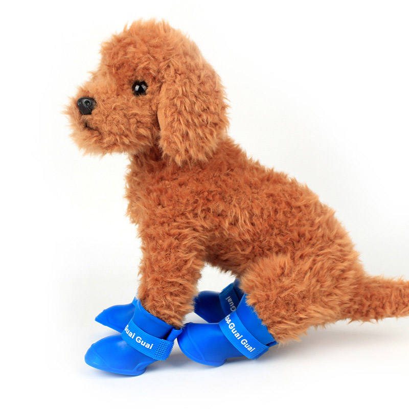 Botas de goma antideslizantes para mascotas, impermeables, para perros pequeños, medianos y grandes, zapatos para exteriores, botines para perros, accesorios para mascotas, 4 Uds.