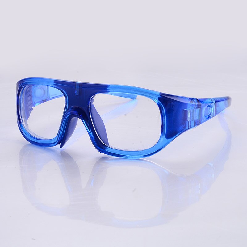 Protective Glasses Can Put Myopia Lens Football Goggles Men With Strap Replaced Sports Gear Glasses: blue