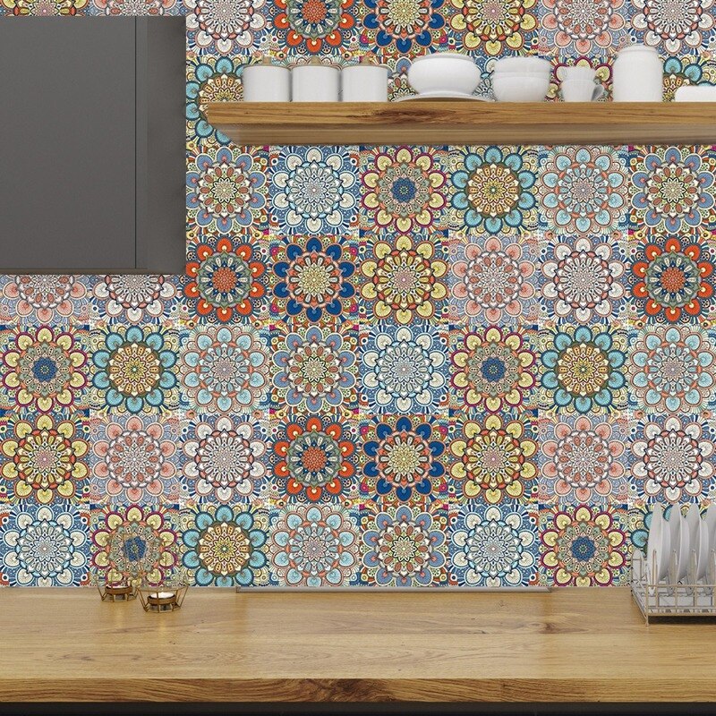 Mandala motif cristal dur pièce carreaux de céramique autocollants maison cuisine salle de bain évier décoration étanche amovible autocollant mural
