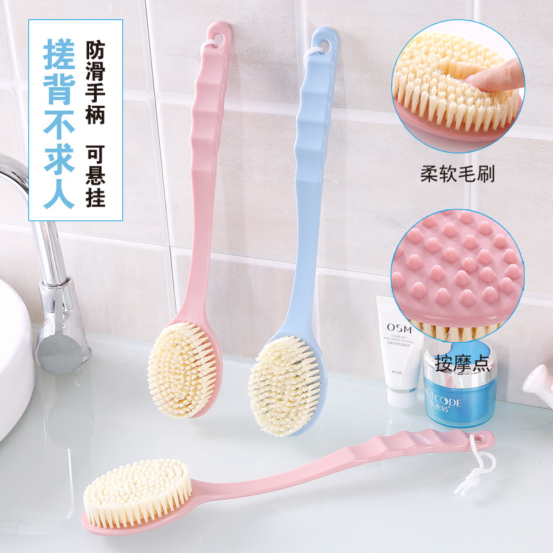 Lange Steel Body Borstel Peeling Soft Skin Scrubber Wisp Massager Terug Exfoliating Cleaning Badkamer Douche Accessoires