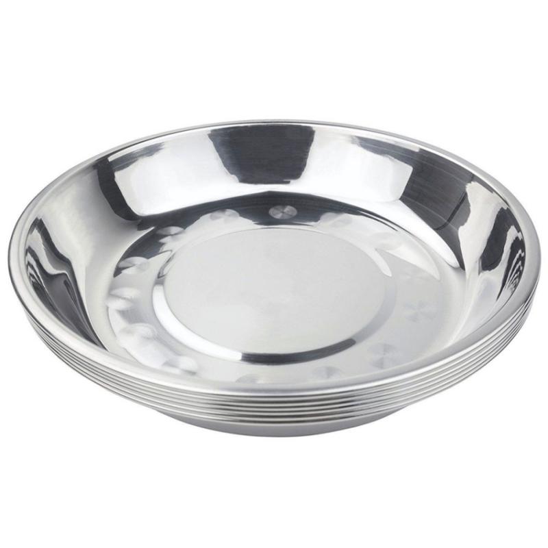 steel Dinner Plates Restaurant Gold Serving Tray Round Storage Plate Silver Dessert Dishes Snack Cutlery Cake U8J3