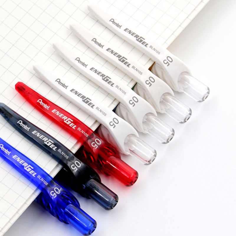 Bolígrafo de Gel líquido Pentel EnerGel BLN105, bolígrafo de secado rápido de 0,5mm, prensa Rollerball, punta de aguja de Metal, papelería escolar japonesa, 1 Uds.