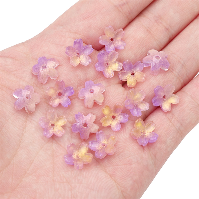 10 Uds. Cuentas sueltas degradadas de vidrio de 11mm, cuentas de flor de cerezo para hacer bricolaje, pulsera, collar, pendientes, accesorios: Verde claro
