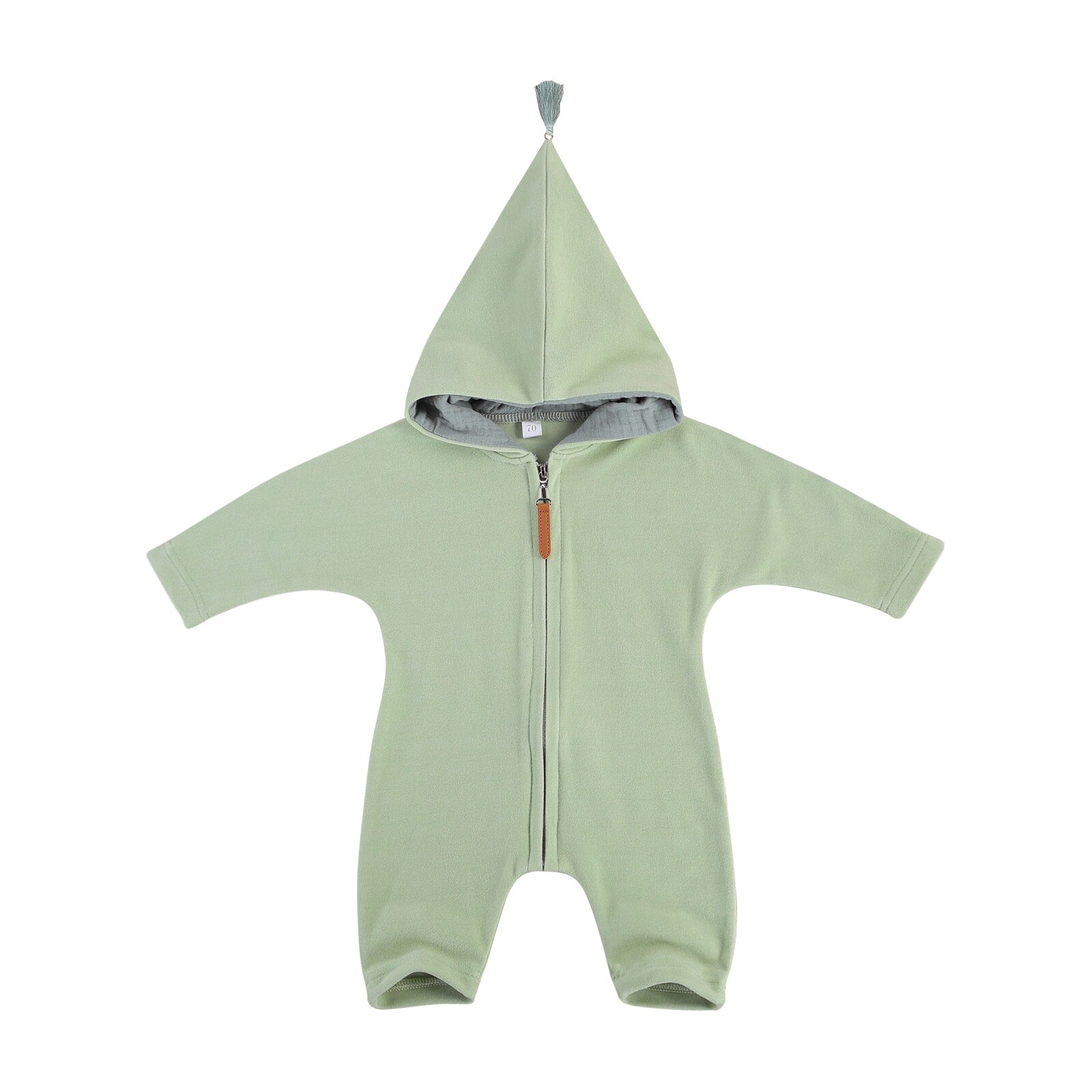 Focusnm bebê recém-nascido meninas meninos macacão com capuz zíper manga longa sólido macacão para crianças 4 cores: green / 12 m