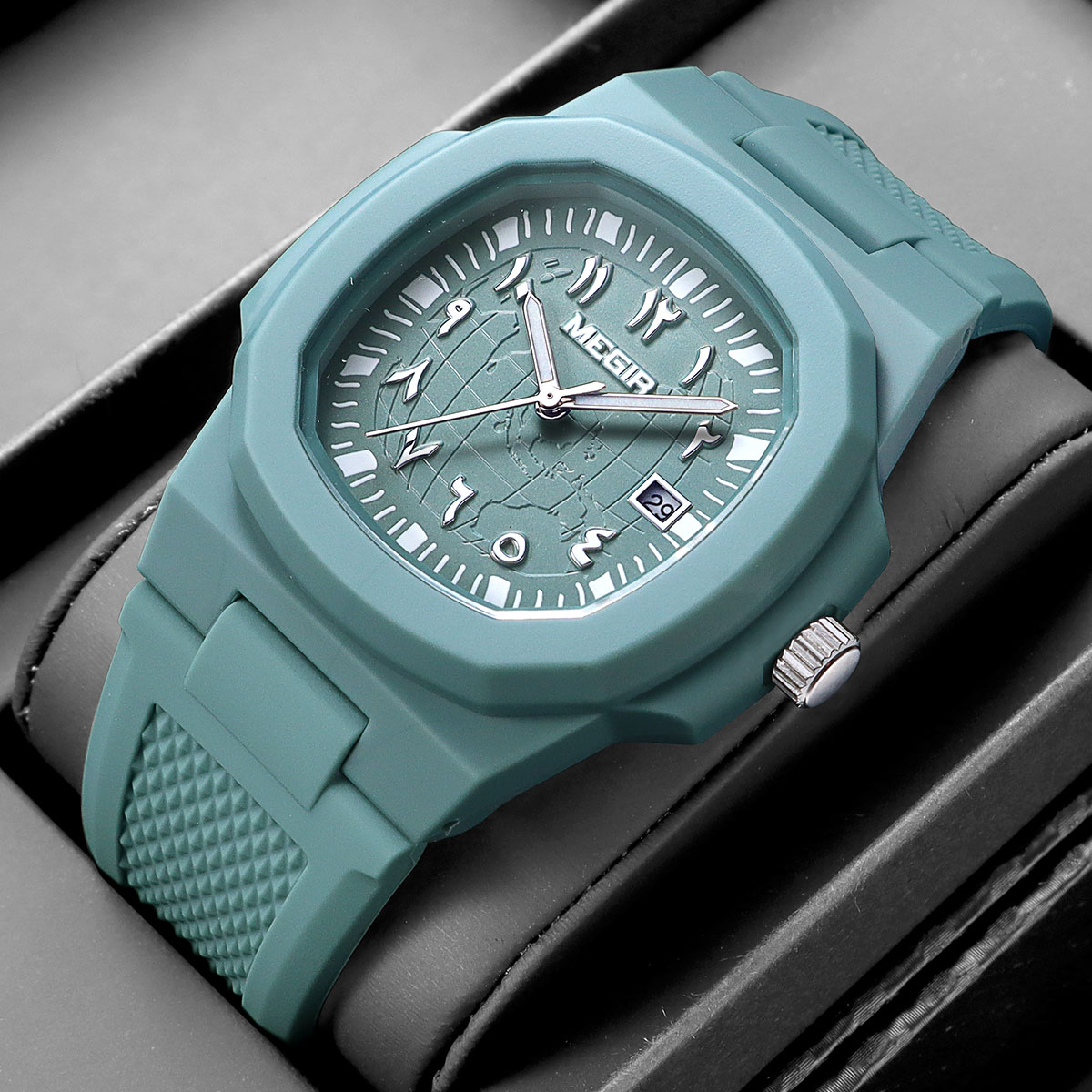 Megir topmerk luxe horloge voor heren 30 atm waterdicht datumweergave siliconen band sportief quartz polshorloge relogio masculino