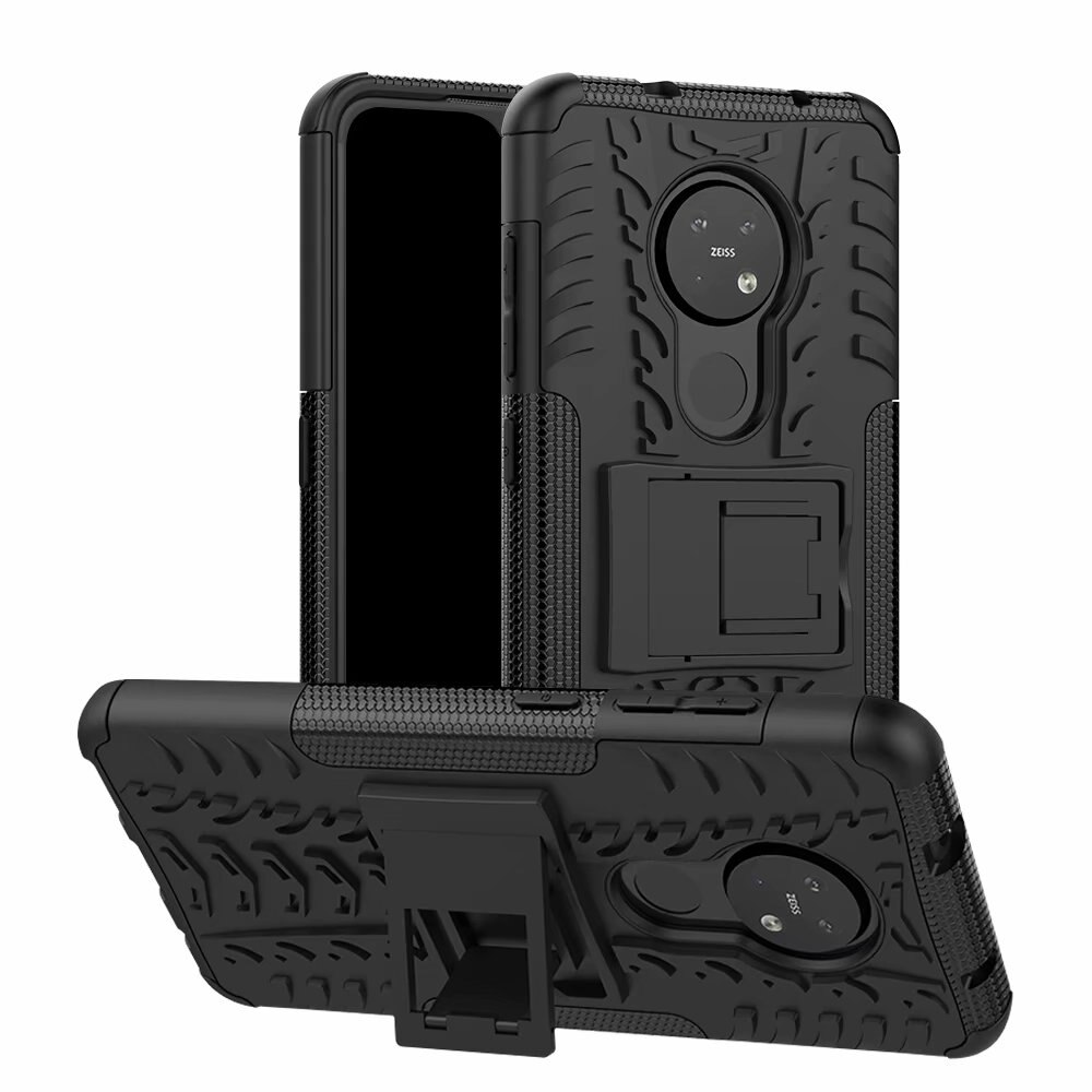 Hybrid Armatura Cassa Del Telefono Per Nokia 5.3 Duro Coperture + Temperato di Vetro Del Silicone di Gomma Molle Della Pelle Del Gel di Custodie: Black / Only Case