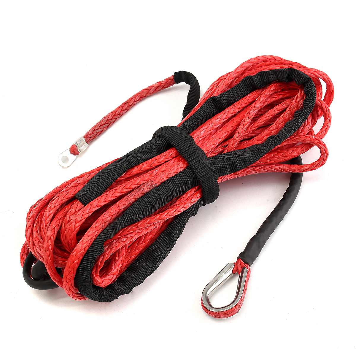 5500 lbs spil reb string line kabel syntetisk slæbetov 15m bilvask syntetisk vedligeholdelse string til atv utv off-road: Rød