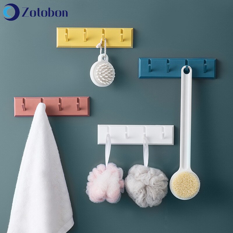 Zotobon Duurzaam 4 Haken Non-Punch Plakken Haken Badkamer Keuken Rekken Muur Deuren Achter Haken Kapstokken Woonaccessoires m367