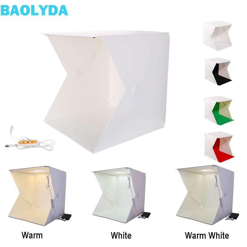 Baolyda 40*40 cm Photo Light Box Lightbox Fotografie Verstelbare Helderheid Mini Fotostudio Doos met 4 Fotostudio achtergronden