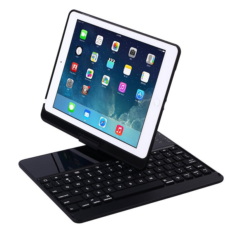 Voor Ipad Pro 9.7 Wireless Bluetooth Keyboard Case Voor Tablet 360 Roterende Keyboard Case Cover Voor Ipad Air/2 9.7 Auto Slaap Wake: Black