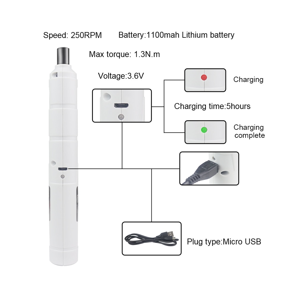 Mini Electric Screwdriver Rechargeable Cordless Power Screw Driver Kit Bit Set Power Tools 3.6V