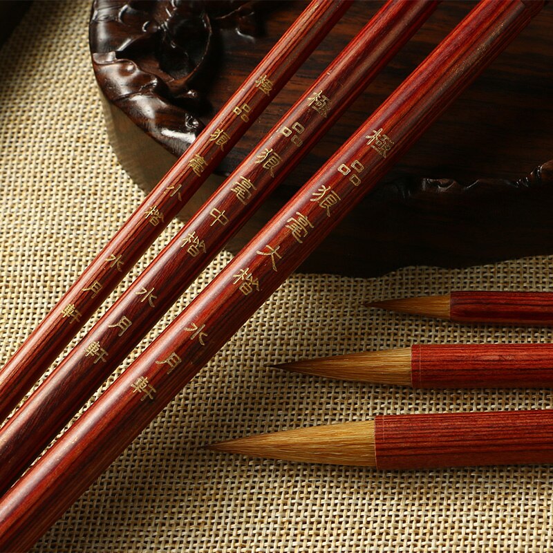 Chinese Weasel Hair Calligraphy Brushes Set 3pcs/set Beginner Small Regular Script Calligraphy Copying Brush Pen Tinta China