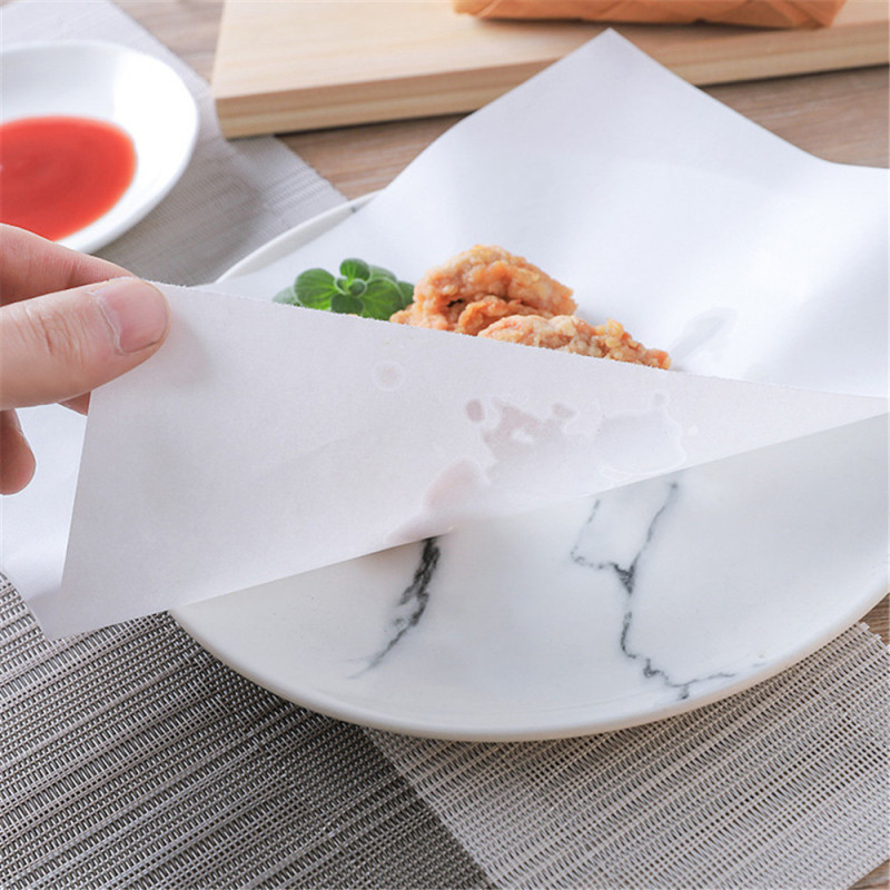 Papel absorbente de aceite para alimentos, hoja de Tempura japonesa, papel de cocina absorbente de aceite para sándwich, papel para envolver alimentos fritos, 50 Uds.