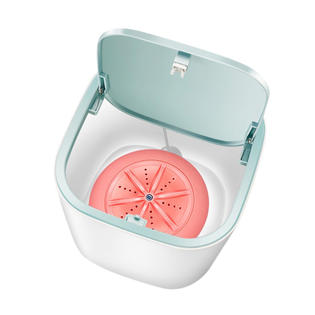 Mini Automatic Washing Machine USB Charging Household Dehydrated Ultrasonic Turbine Laundry Wash Dry Underwear Care Cleaner: Pink