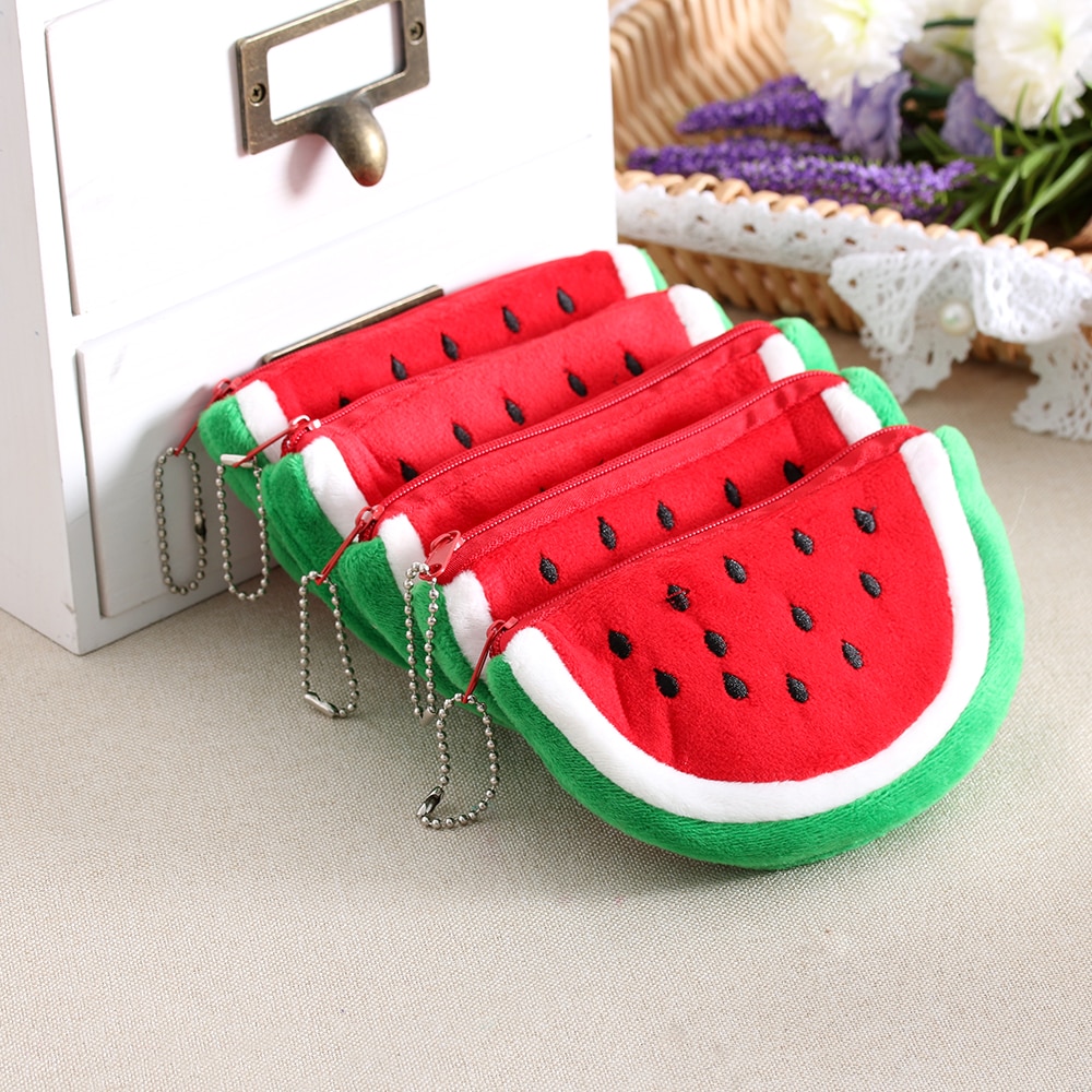 1Pc Kawaii Watermelon Coin Bag Purse Wallet Plush Cotton Hand Bags Key Bag Pocket BAG Pouch Case Women Girls