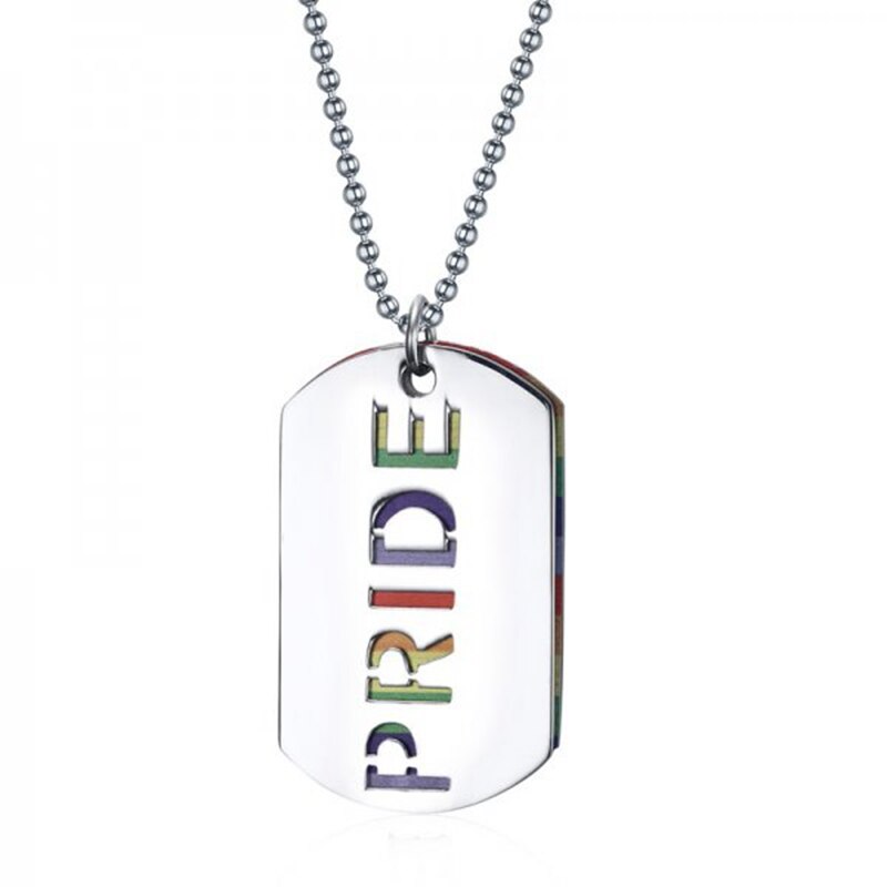 Neue Edelstahl Kreis Platte Regenbogen Stolz Homosexuell Halskette Männer Paar unisex Anhänger Kette Schmuck: 16N1308