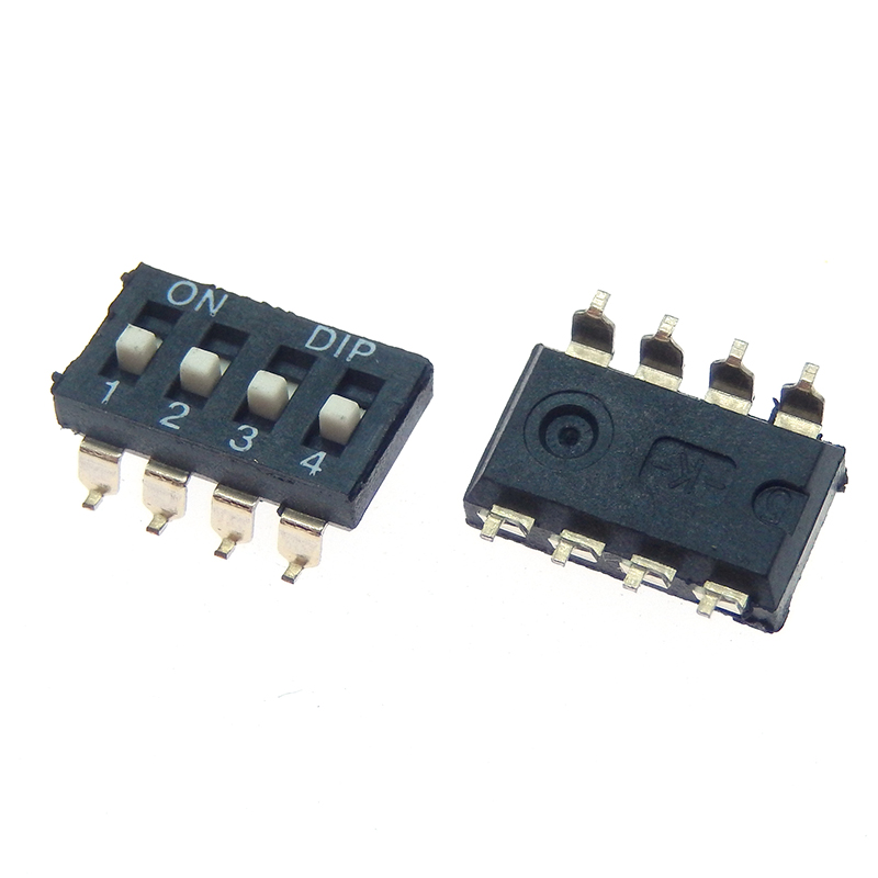 10pcs/lot Slide Type SMT SMD Dip Switch, 2.54mm Pitch 2 Row 4 Pin 2 Position / 8 pin 4 Position / 16 pin 8 Position: Brown