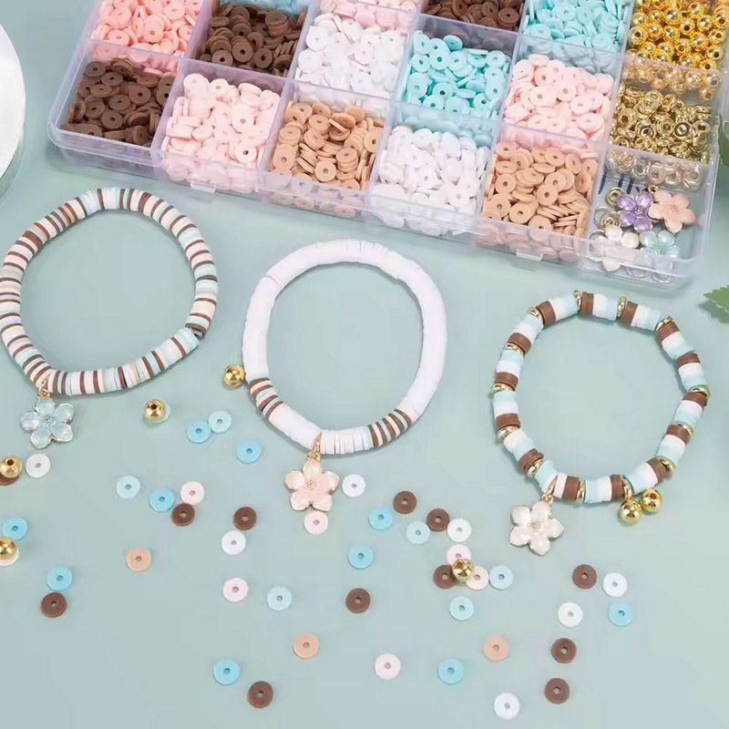 24-kleuren klei kralen armband maken kit platte preppy kralen polymeer klei kralen kit voor vriendschap armbanden maken ambachtelijke DIY
