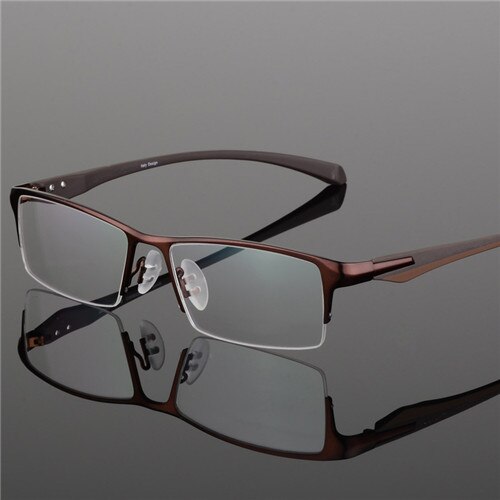 Gafas de titanio de para hombre, montura para gafas de miopía para hombre: Marrón