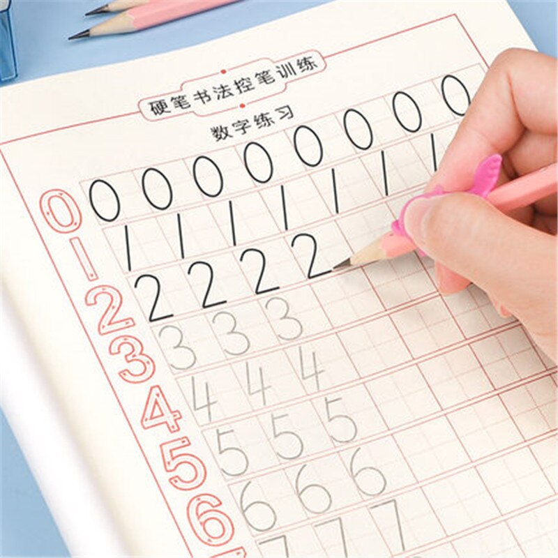 Pen control training children’s paint number outline student mathematics practice copybook 2pcs