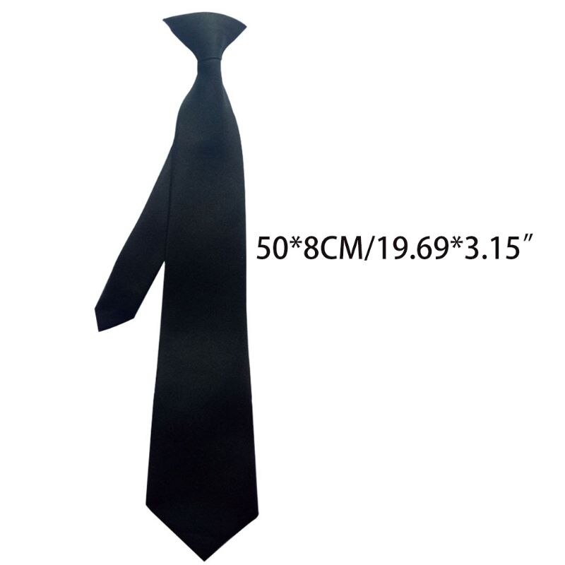50X8Cm Mens Uniform Effen Zwarte Kleur Imitatie Zijde Clip-On Pre-Gebonden Stropdassen Voor politie Beveiliging Wedding Funeral