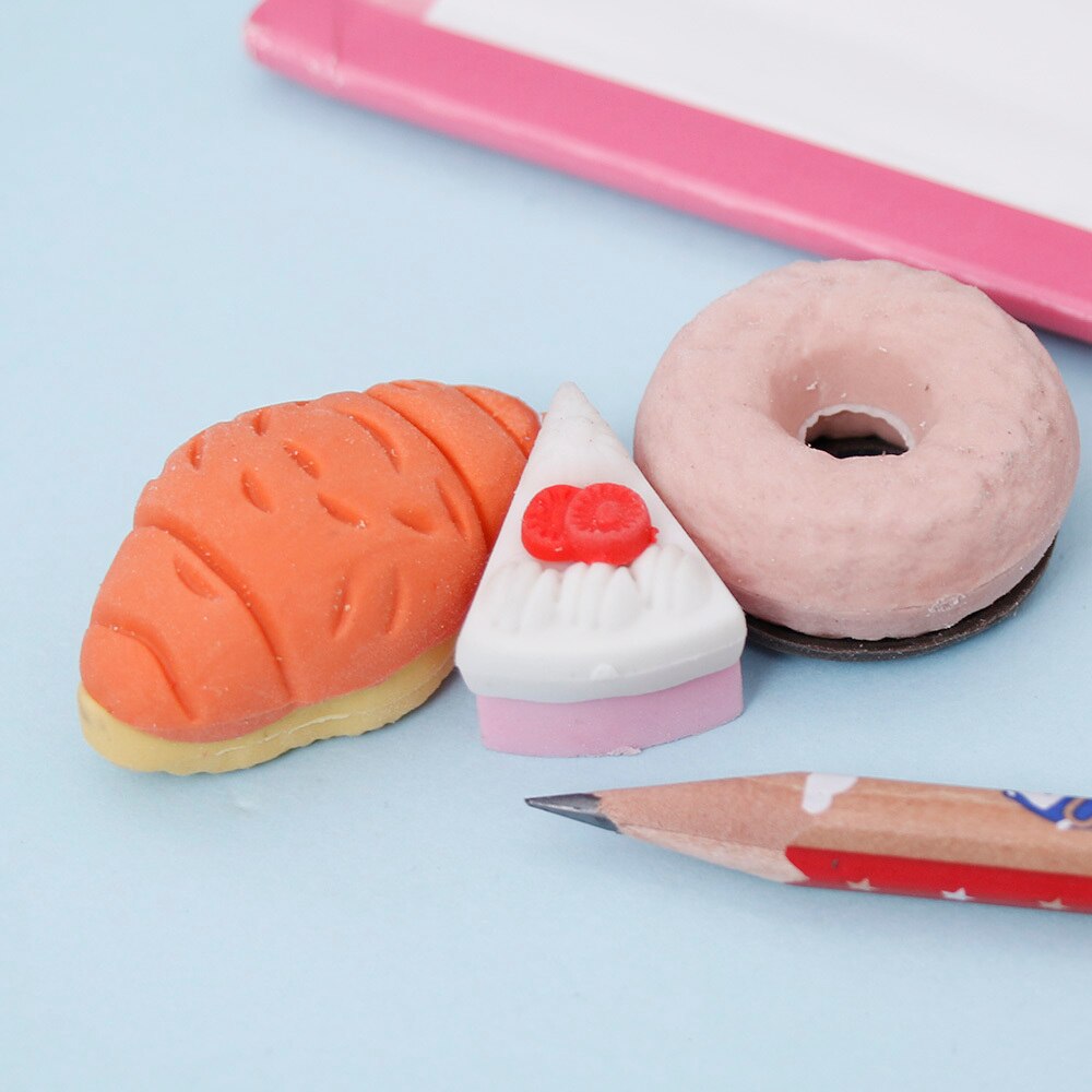 2Pcs/Lot Random Eraser Rubber Stationery Cake / Friut / Animal / Vegetables Shaped Cute School Supplies For Kids