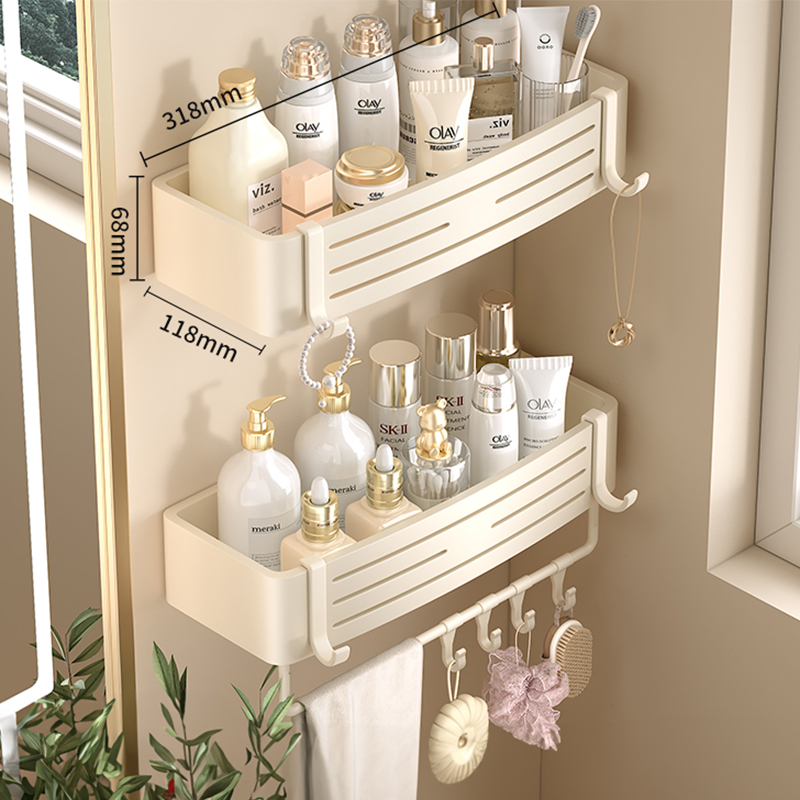 Kein Bohren, multifunktionales Organizer-Regal, selbstklebendes Lagerregal, große Wandbehang-Organizer, Dusch- und Shampoo-Gestell für Badezimmer: Lila