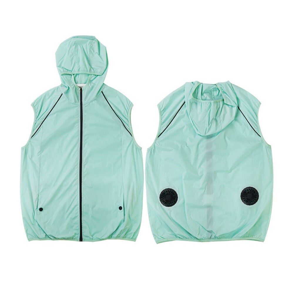 Gilet de Protection contre le soleil pour hommes et femmes, avec ventilateur rafraîchissant, pour climatisation, d&#39;extérieur, chargeur USB, UPF50 +, été: Green / 4XL