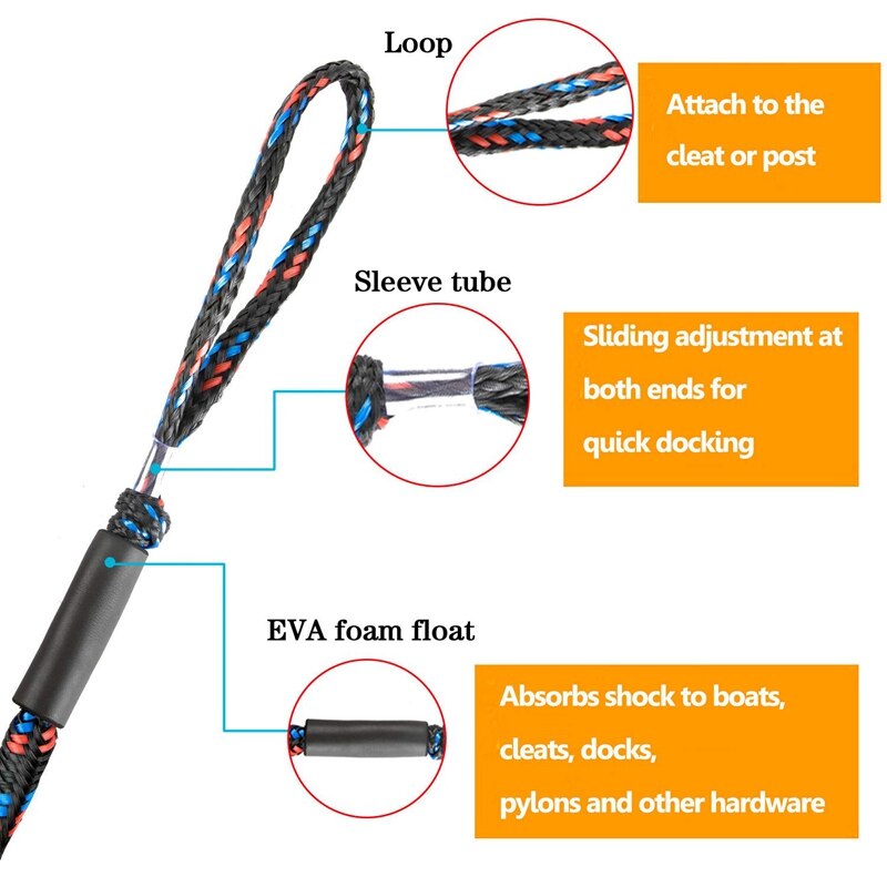 Til båd pwc jetski ponton kajak 1 stk bungee dock line fortøjningsreb marine fortøjningsreb til båd pwc jetski ponton kajak