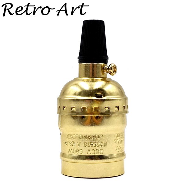 E27 E26 vintage pendant lamp socket metal hanging lampholder: Golden / E26