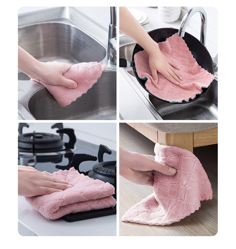 Microfiber Cleaning Cloth Super Absorbent Household Dish Towels Kitchen Oil And Dust Clean Wipe Non-Stick 5/10pcsOil Rags