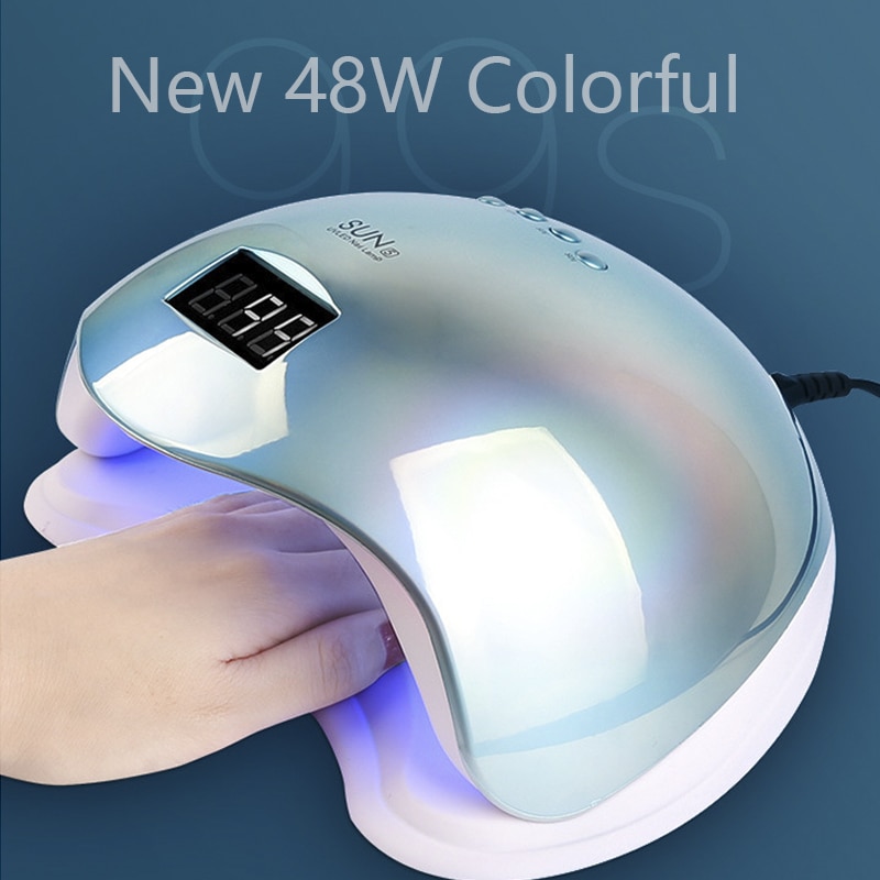 SUN5 48W Dual UV LED Nagel Lamp Nagel Droger Gel Polish Curing Licht met Bodem 30 s/60 s Timer LCD display
