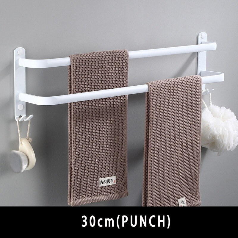 Towel Hanger Wall Mounted Towel Rack Bathroom Space Aluminum White Towel Bar Rail Matte White Towel Holder: white double 30cm