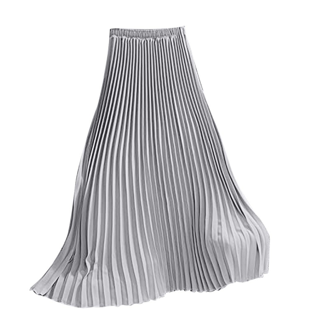 Faldas de coreana para mujer, faldas negras, , Midi, Falda plisada con cintura elástica, Jupe Longue,: GY