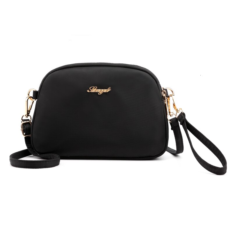 Nylon tassen voor luxe handtassen dames stevige waterdichte schoudertas rits zachte draagbare crossbody bolsa feminina: Zwart