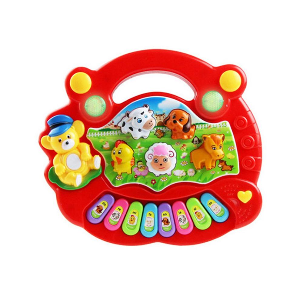 Jouets pour enfants orgue électronique Animal ferme Instrument de musique bébé illumination infantile et enfant éducation anglais enfant: red